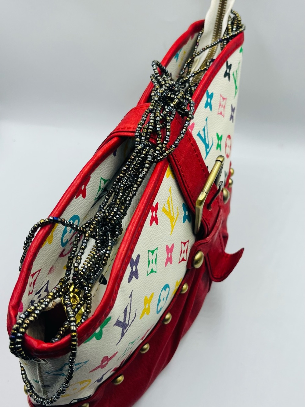 Louis Vuitton Red Leather Multicolor Monogram Shoulder Bag - Picture 4 of 16